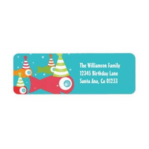 Etiqueta Under the Sea Fishes Birthday Return Address Label