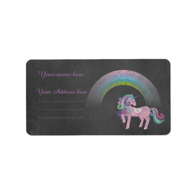 Etiqueta Unicorn rainbow ADDRESS LABEL (Frente)