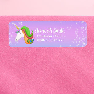 Etiqueta Unicornio de Purpurina Personalizable 