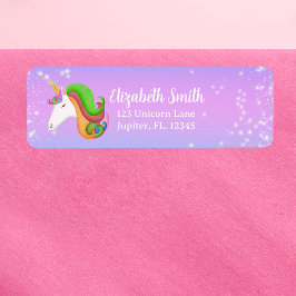 Etiqueta Unicornio de Purpurina Personalizable 