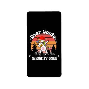 Etiqueta Unicornio haciendo dabbing divertido Navidad