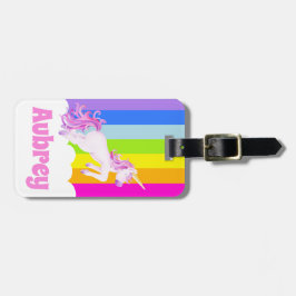 Etiqueta unicornio rosa galopante de unicornio