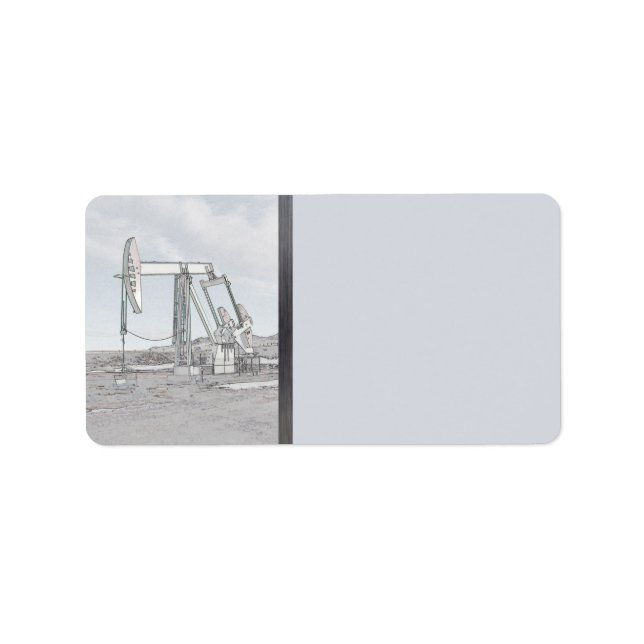 Etiqueta Unidad de bombeo del campo petrolífero y cielo (Frente)