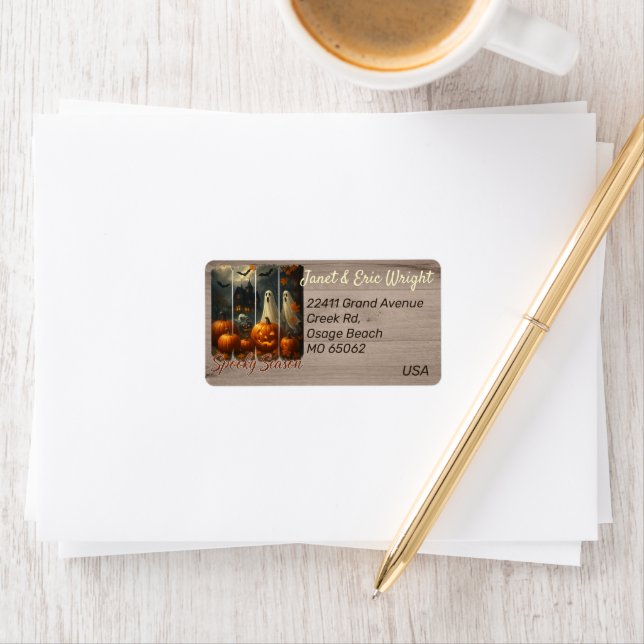 Etiqueta Unique Halloween theme artsy custom address (In situ)