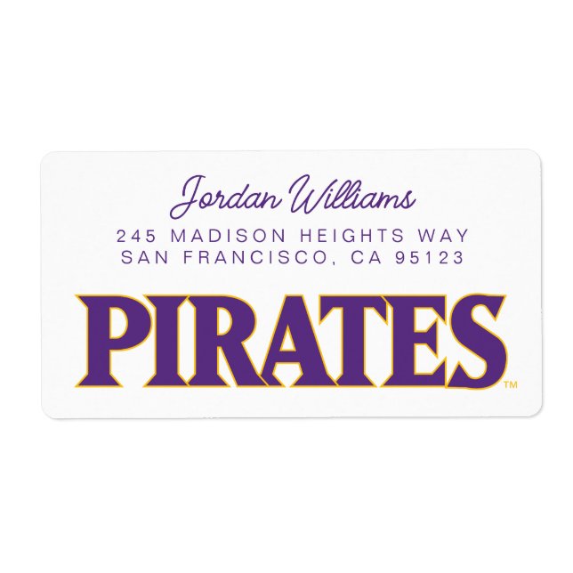 Etiqueta Universidad de Carolina del Este | Piratas (Frente)