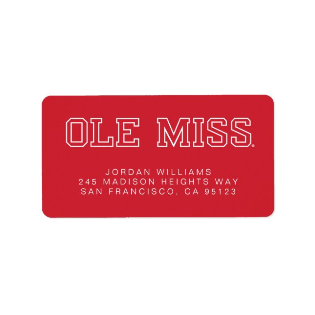 Etiqueta Universidad de Misisipi | Ole Miss Wordmark (Frente)