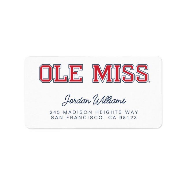 Etiqueta Universidad de Misisipi | Ole Miss Wordmark (Frente)
