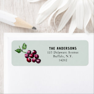 Etiqueta Uvas de color morado uva elegante dirección de ret