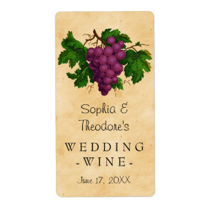Etiqueta Uvas púrpuras del vintage elegante del vino de la