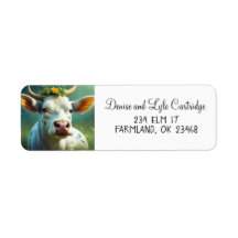 Vaca blanca dulce de aluminio con cuernos y flores