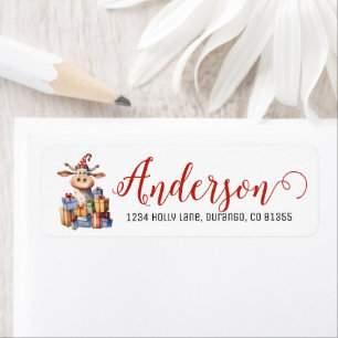 Etiqueta Vaca de Navidad festiva