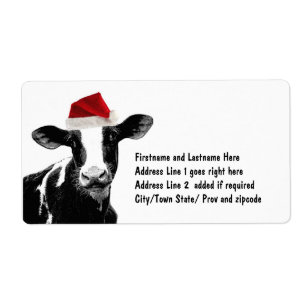 Etiqueta Vaca de Santa - vaca lechera que lleva el gorra de