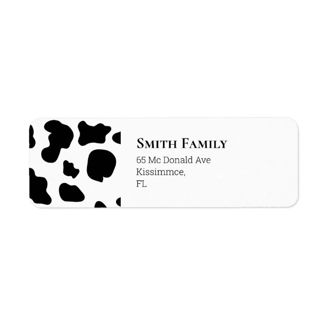 Etiqueta Vaca en blanco y negro (Frente)