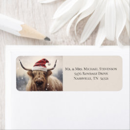 Etiqueta Vaca en Santa Hat Navidades Dirección de retorno