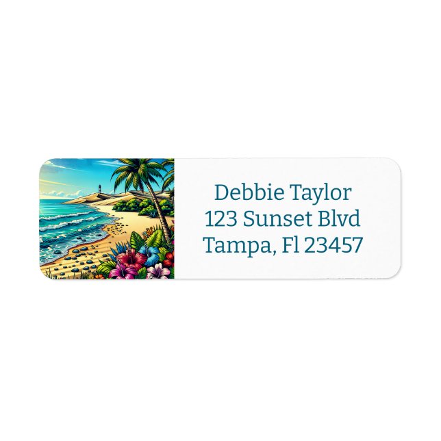 Etiqueta Vacaciones de Aloha en el Océano Tropical (Frente)