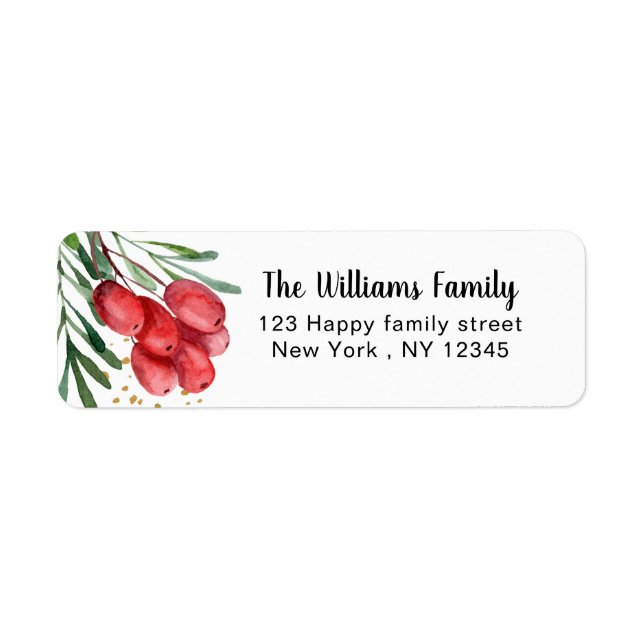 Etiqueta Vacaciones de ferry y ramas acuarelas (Frente)