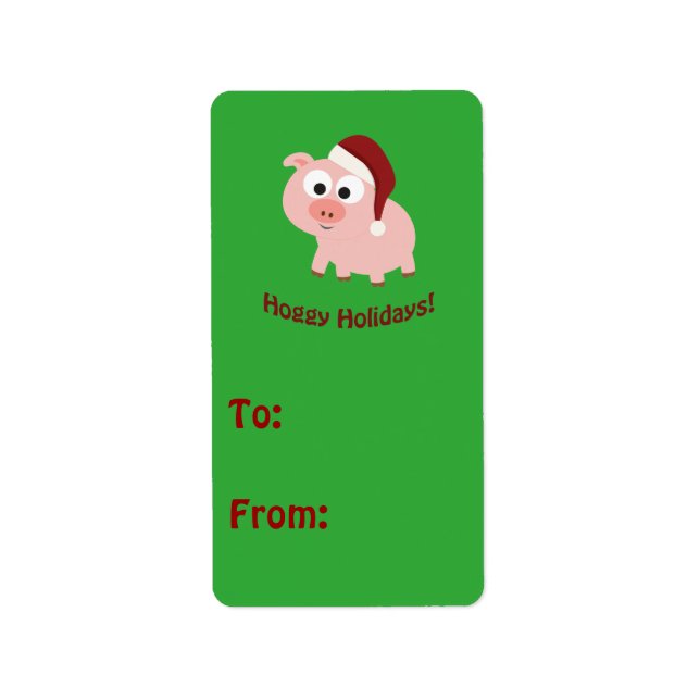 Etiqueta ¡Vacaciones de Hoggy! Cerdo de Santa (Frente)