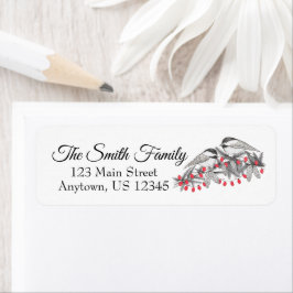 Etiqueta Vacaciones de Maine Chickadee Bird Pen y Navidades