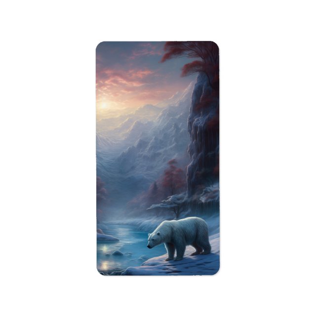 Etiqueta Vacaciones de Navidades de la montaña de Oso Polar (Frente)