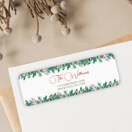 Etiqueta Vacaciones de Navidades florales de acuarela