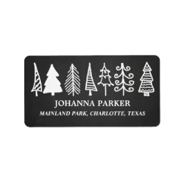 Etiqueta Vacaciones en Chalkboard de árboles de navidad cut