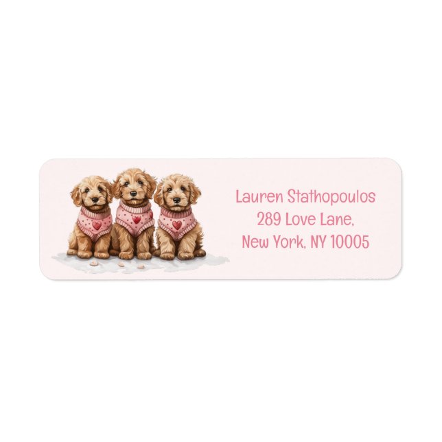 Etiqueta Valentine Goldendoodle Dogs (Frente)