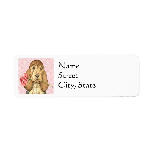 Etiqueta Valentine Rosa Bloodhound (Frente)