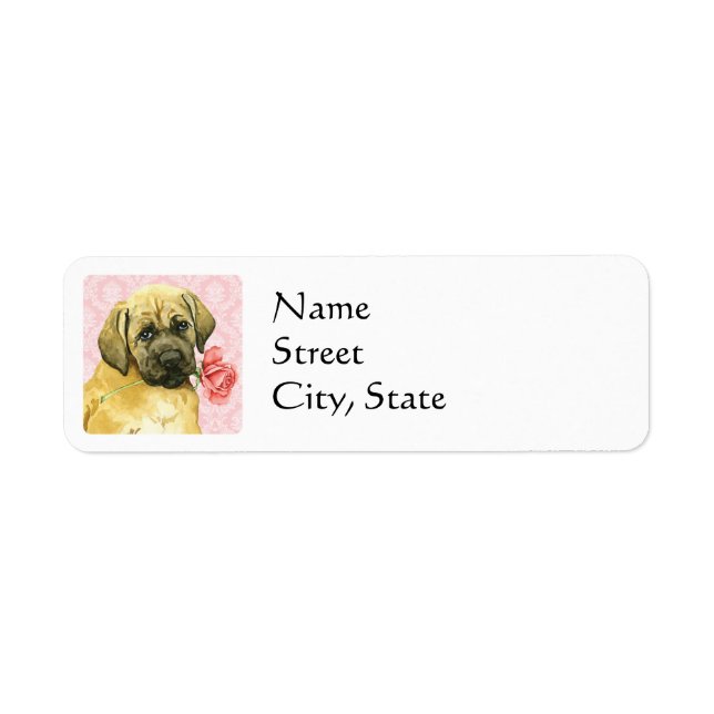 Etiqueta Valentine Rosa Mastiff (Frente)
