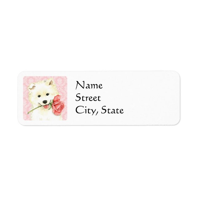 Etiqueta Valentine Rosa Samoyed (Frente)