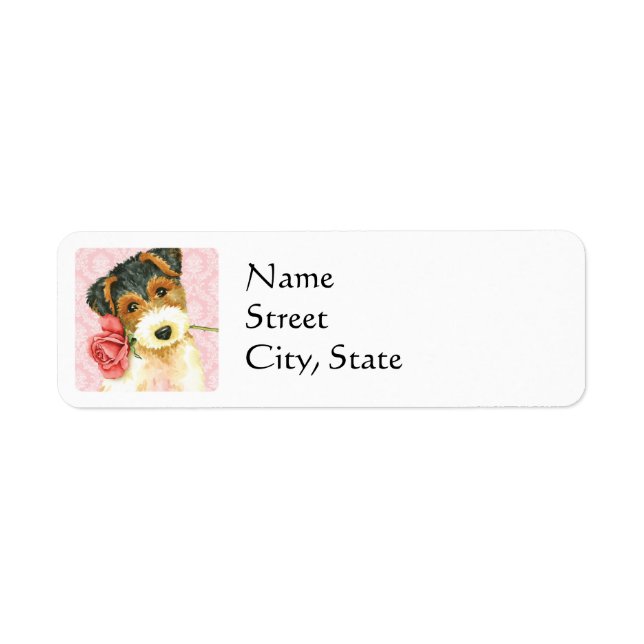 Etiqueta Valentine Rosa Wire Fox Terrier (Frente)