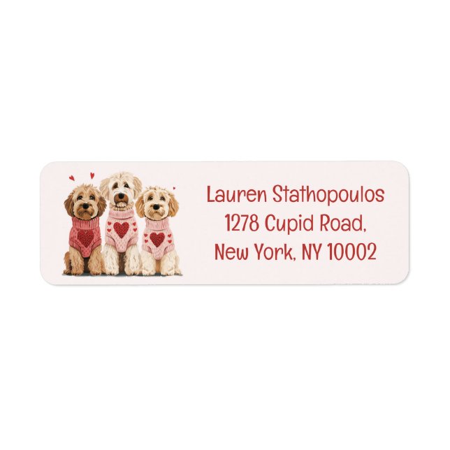 Etiqueta Valentines Goldendoodle Dogs (Frente)
