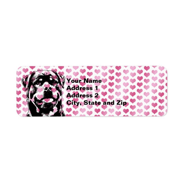 Etiqueta Valentines - Rottweiler Silhouette (Frente)