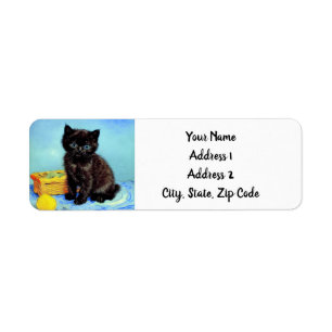Etiqueta Van Gogh Black Kitten con yarn