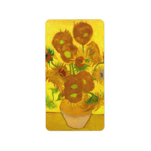 Etiqueta Van Gogh Quince Girasoles En Un Bella Artes De Vas
