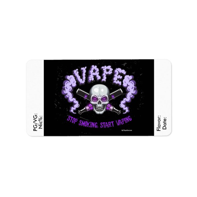Etiqueta Vape | DIY E-Juice Label Purple Skull por VapeGoat (Frente)