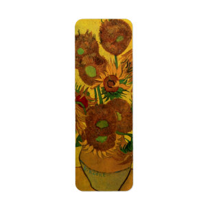 Etiqueta Vase de la vida con 15 girasoles Vincent van Gogh