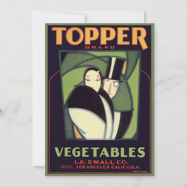 Etiqueta Vegetable de topper, romance Art Déco (Anverso)