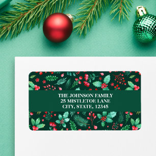 Etiqueta Vegetación de color de agua Navidades de flores bo