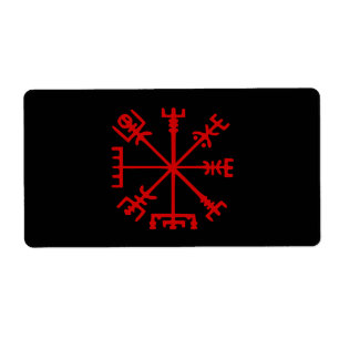 Etiqueta Vegvísir rojo sangre (compás de Viking)