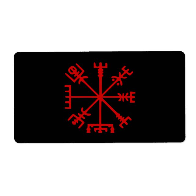 Etiqueta Vegvísir Rojo Sangre (Vegvísir Viking Compass) (Frente)