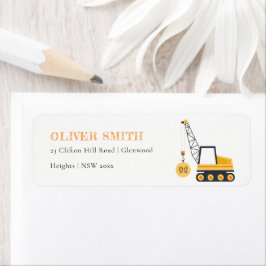 Etiqueta Vehículo Cute Construction Crane Cualquier Cumplea