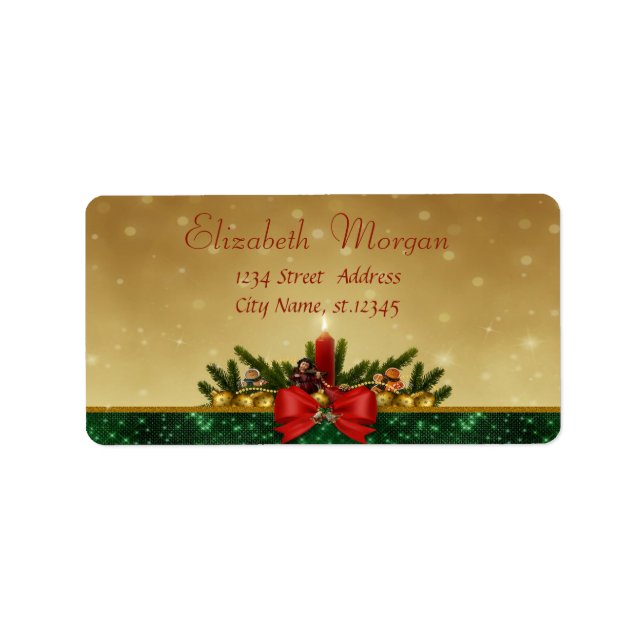 Etiqueta Vela,Árbol de pino,Vacaciones de arco rojo (Frente)