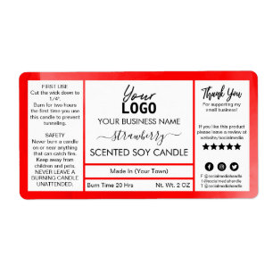 Etiqueta Vela de soja perfumada con fresa roja