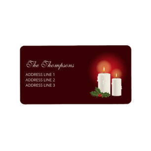 Etiqueta Velas Blancas de Navidad en Rojo con Texto Persona