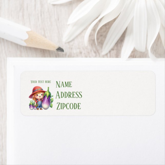 Etiqueta Vendedores de berenjenas lindas personalizables (In situ)