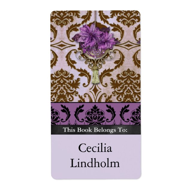 Etiqueta VENEZIA POINSETIA en Brown y Lilac (Frente)