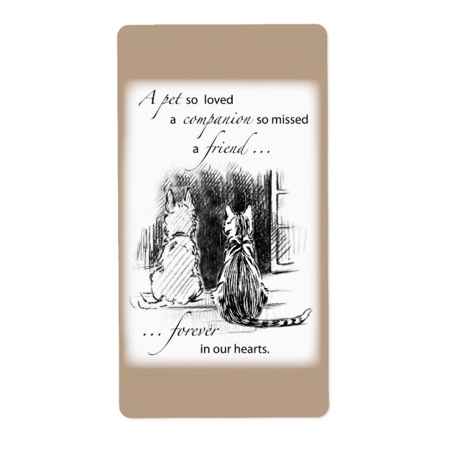 Etiqueta Ventana Mirando al Perro y al Gato, Simpatía Masco (Frente)