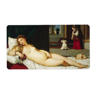 Etiqueta Venus de Urbino por Tiziano