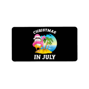 Etiqueta Verano De La Piscina Santa Flamingo En Julio