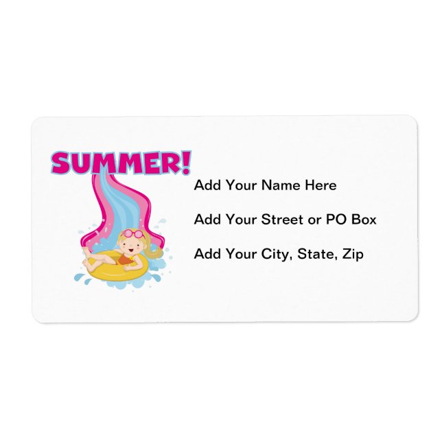 Etiqueta Verano rubio del chica (Frente)